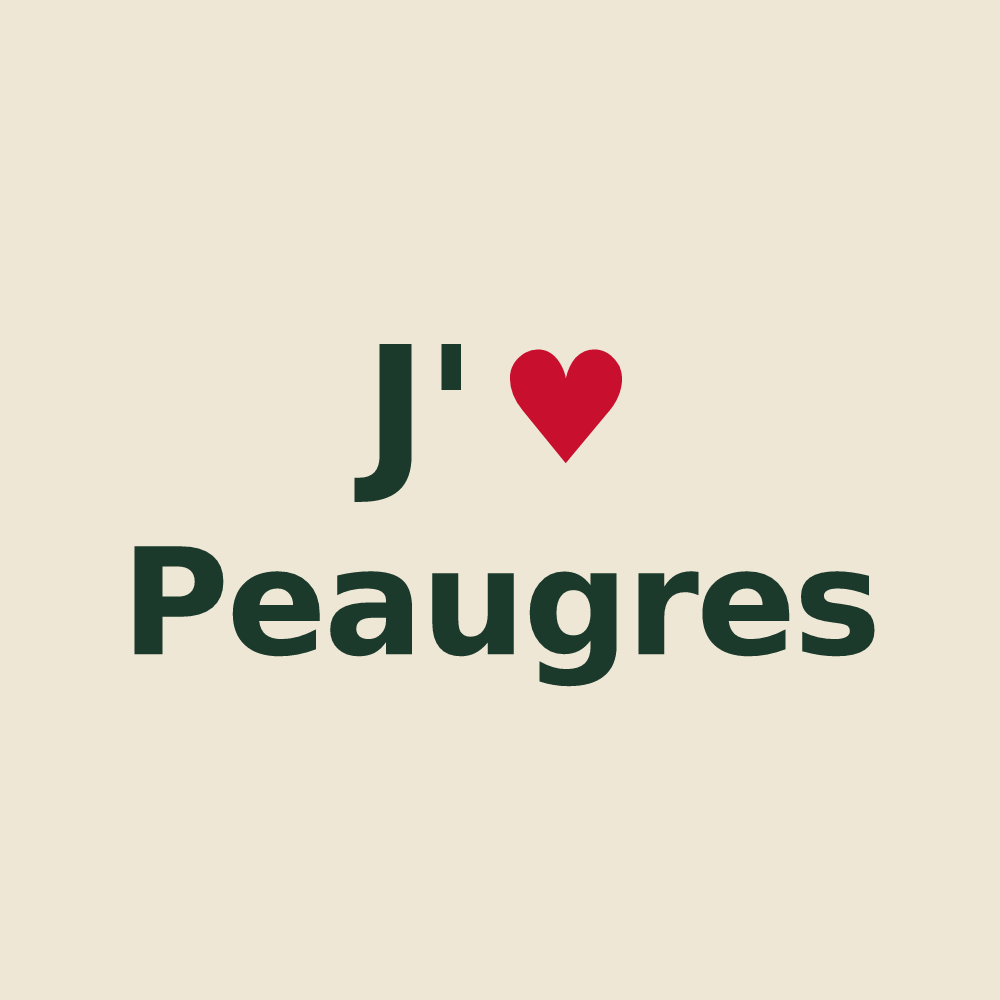 Tote bag personnalisé Peaugres — design J'aime Peaugres