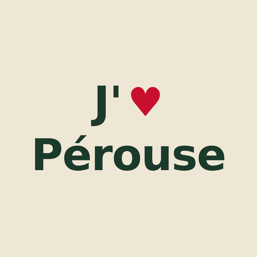 Tote bag personnalisé Pérouse — design « J'aime Pérouse » imprimé sur le tote bag