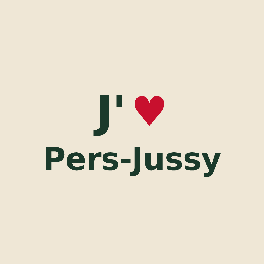 Tote bag personnalisé Pers-Jussy — design « J'aime Pers-Jussy » imprimé sur le tote bag