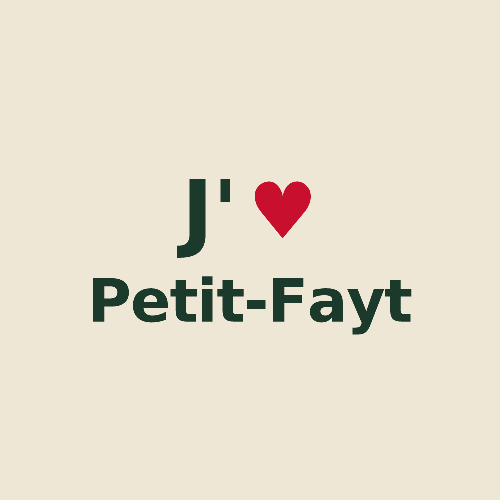 Tote bag personnalisé Petit-Fayt — design « J'aime Petit-Fayt » imprimé sur le tote bag