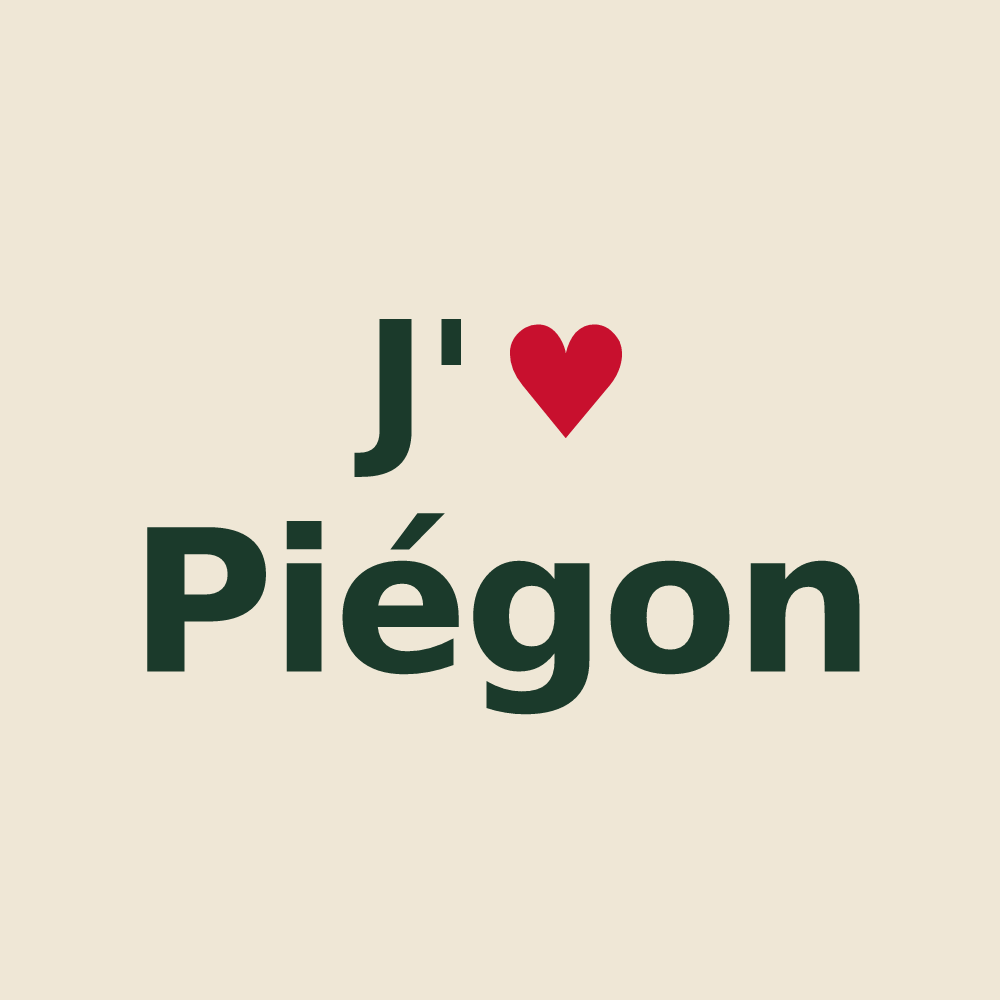 Tote bag personnalisé Piégon — design « J'aime Piégon » imprimé sur le tote bag