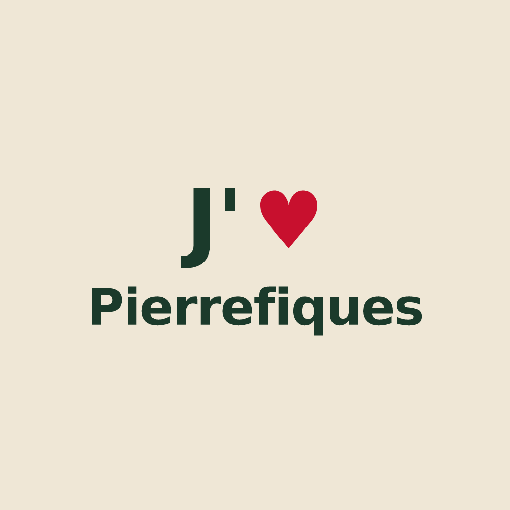 Tote bag personnalisé Pierrefiques — design J'aime Pierrefiques