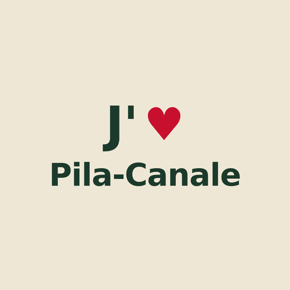 Tote bag personnalisé Pila-Canale — design « J'aime Pila-Canale » imprimé sur le tote bag