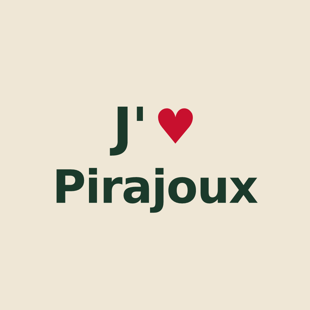 Tote bag personnalisé Pirajoux — design « J'aime Pirajoux » imprimé sur le tote bag