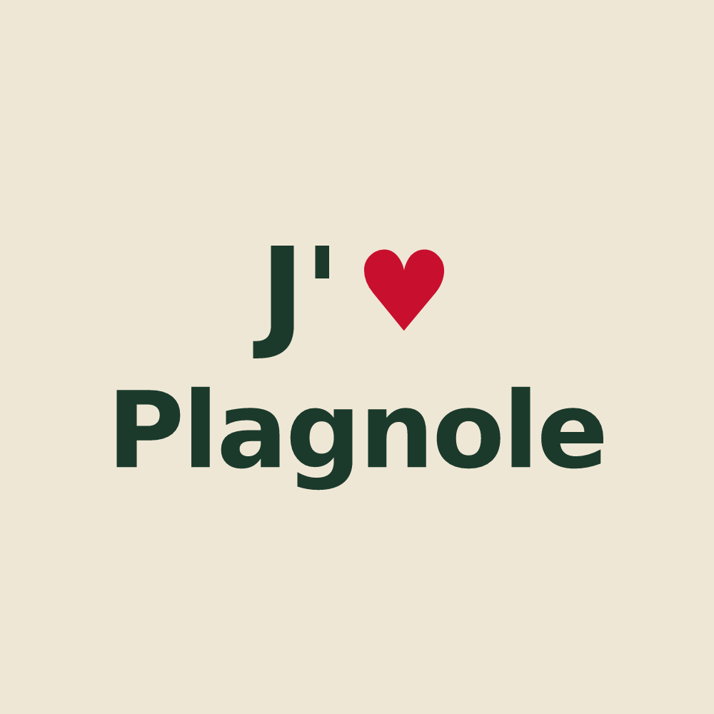 Tote bag personnalisé Plagnole — design « J'aime Plagnole » imprimé sur le tote bag
