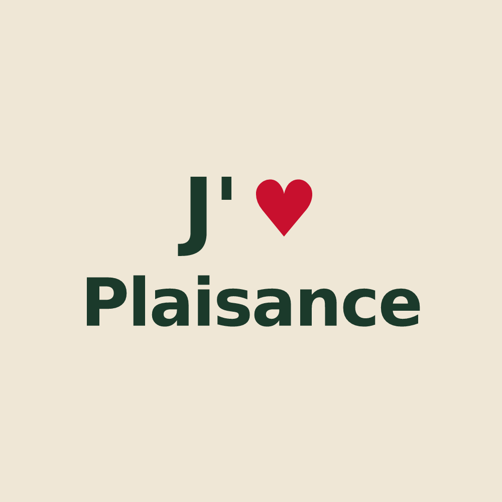 Tote bag personnalisé Plaisance — design « J'aime Plaisance » imprimé sur le tote bag