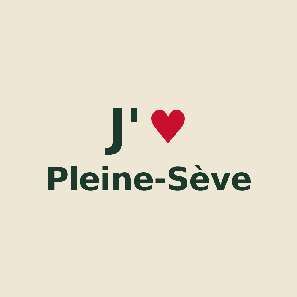 Tote bag personnalisé Pleine-Sève — design « J'aime Pleine-Sève » imprimé sur le tote bag