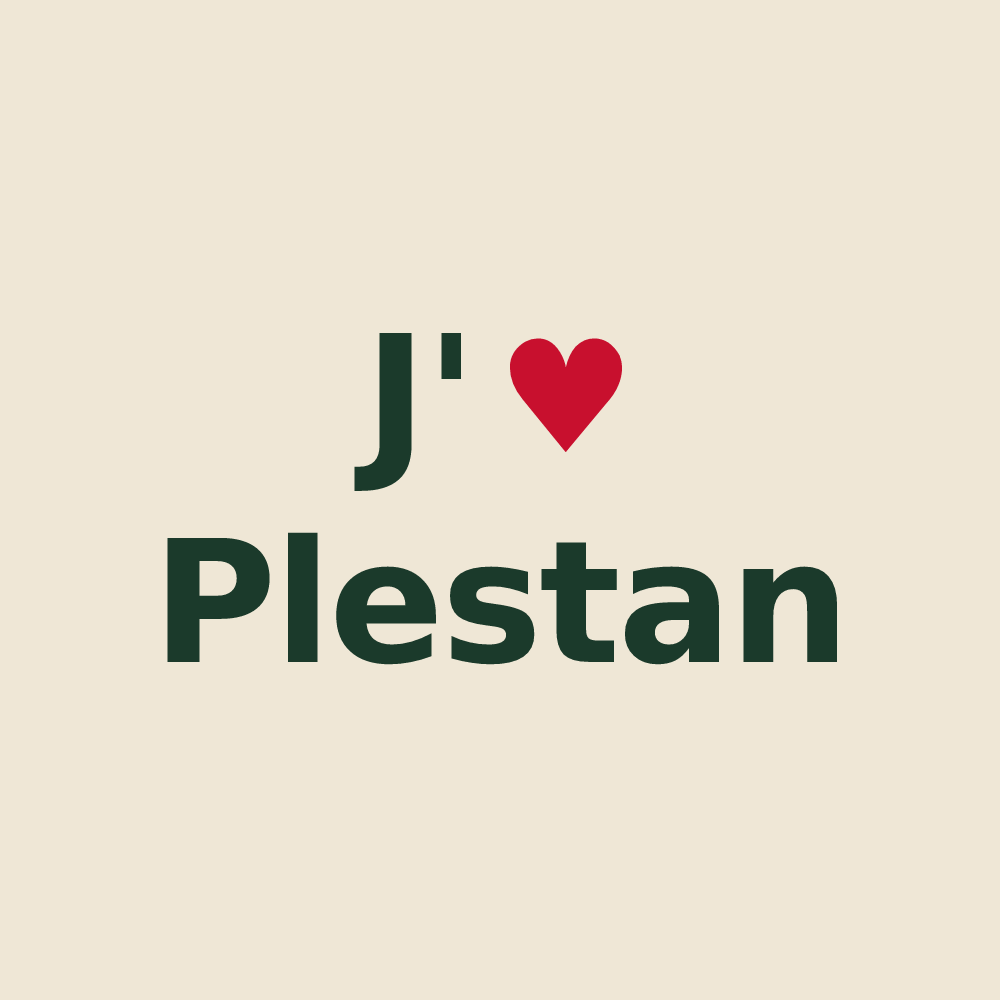 Tote bag personnalisé Plestan — design J'aime Plestan