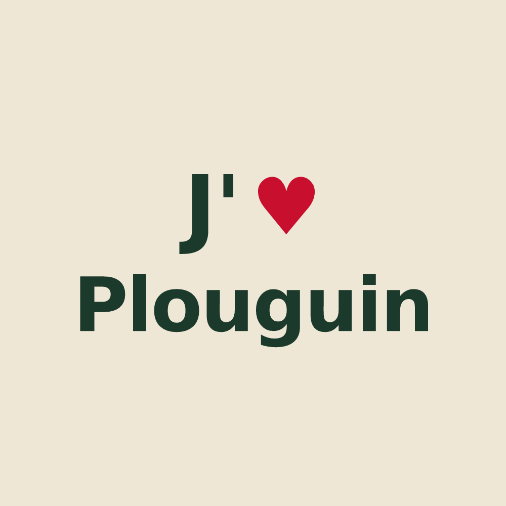 Tote bag personnalisé Plouguin — design « J'aime Plouguin » imprimé sur le tote bag