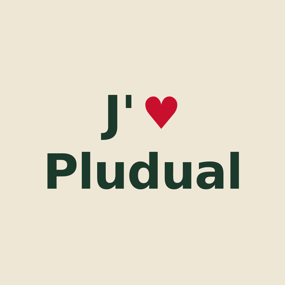 Tote bag personnalisé Pludual — design J'aime Pludual