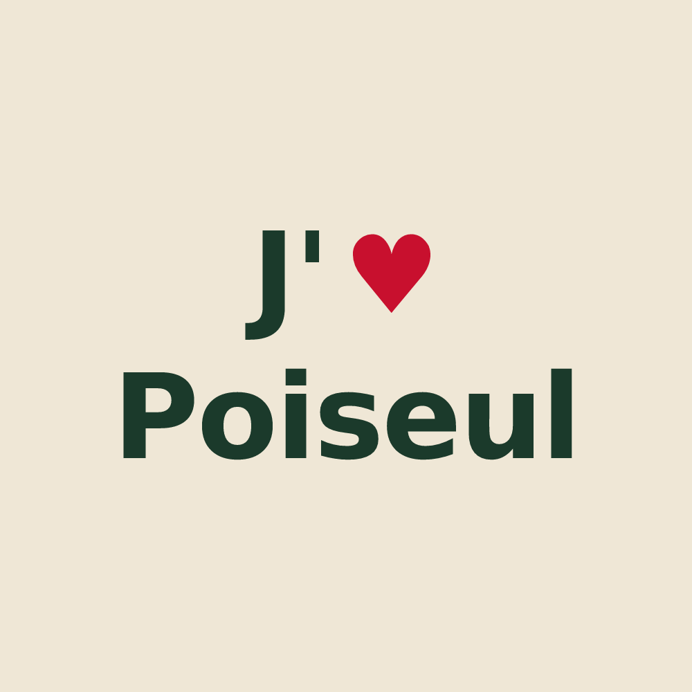 Tote bag personnalisé Poiseul — design « J'aime Poiseul » imprimé sur le tote bag