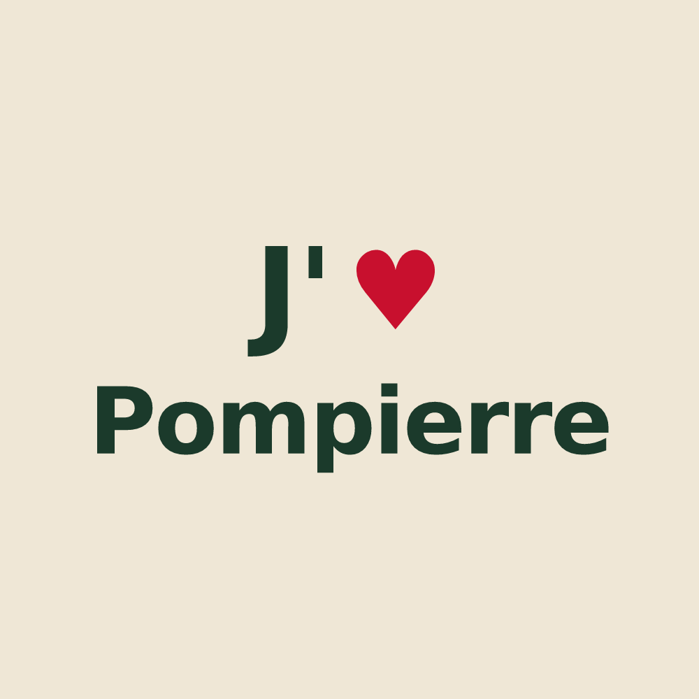 Tote bag personnalisé Pompierre — design « J'aime Pompierre » imprimé sur le tote bag