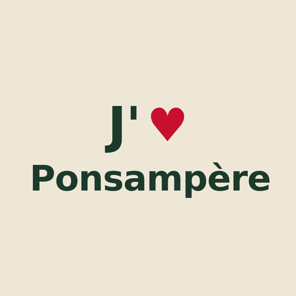 Tote bag personnalisé Ponsampère — design J'aime Ponsampère