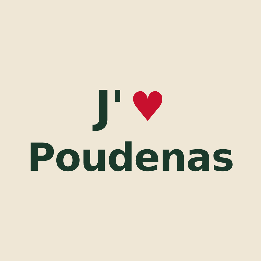 Tote bag personnalisé Poudenas — design J'aime Poudenas