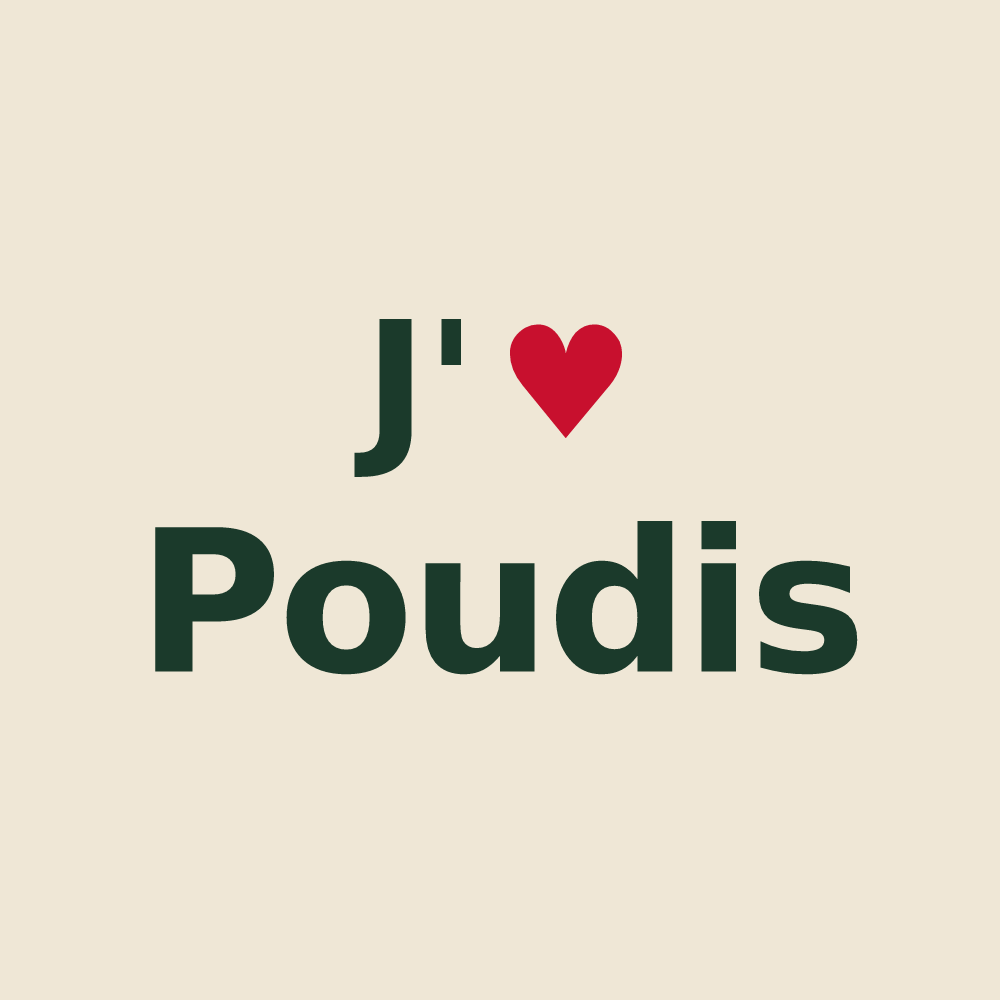 Tote bag personnalisé Poudis — design J'aime Poudis