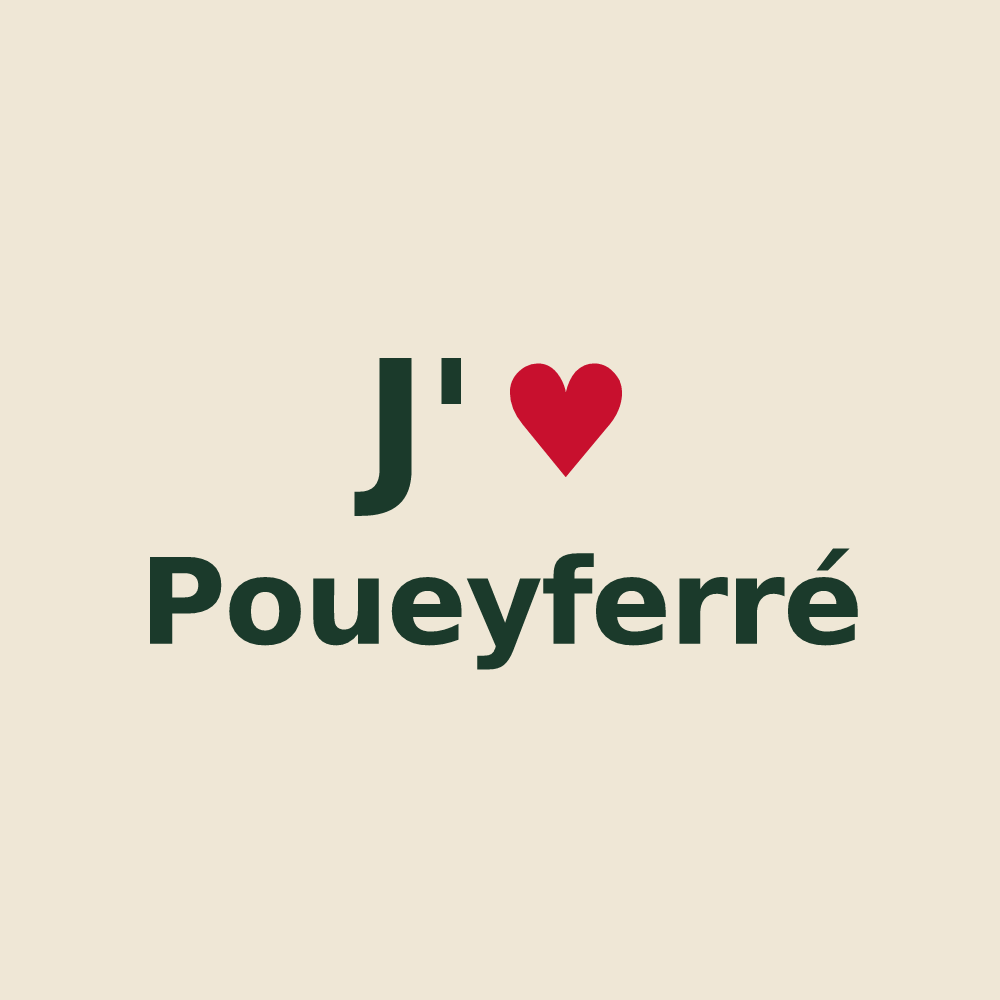 Tote bag personnalisé Poueyferré — design J'aime Poueyferré