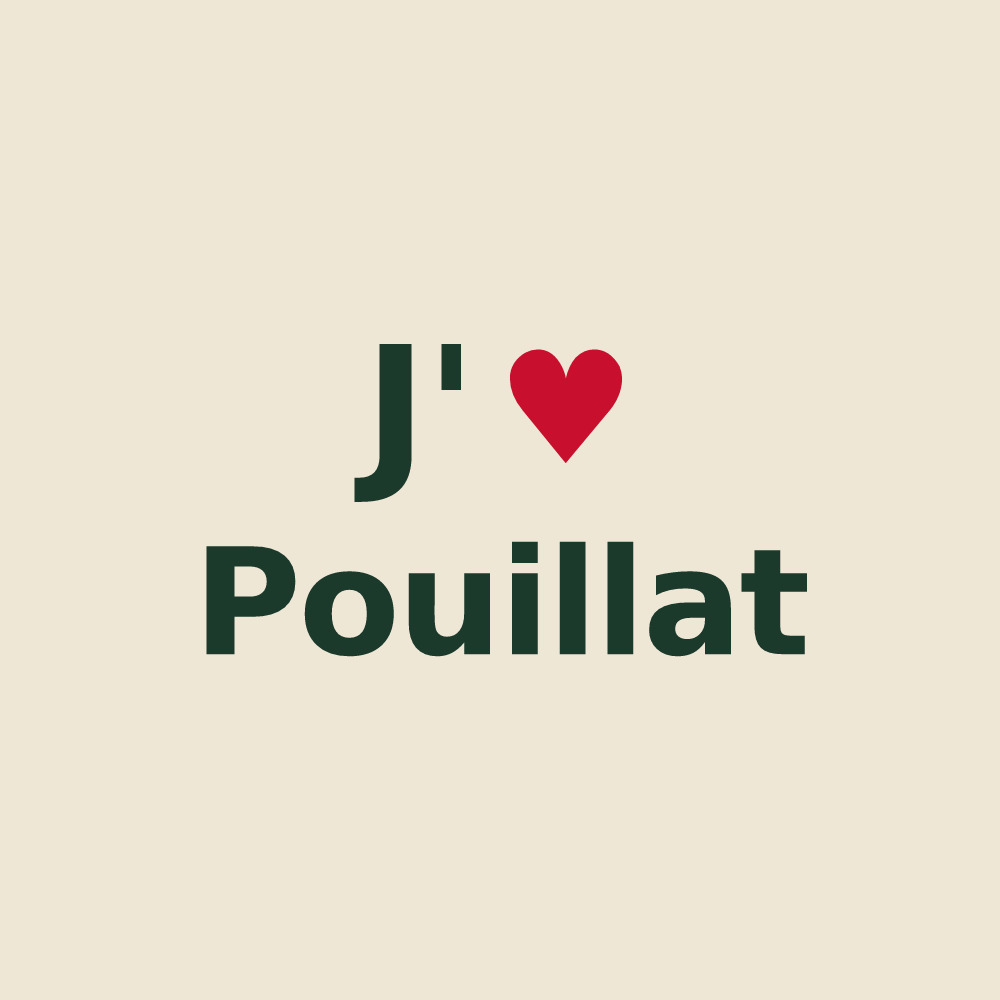 Tote bag personnalisé Pouillat — design J'aime Pouillat