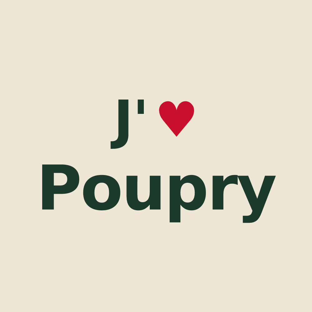 Tote bag personnalisé Poupry — design J'aime Poupry