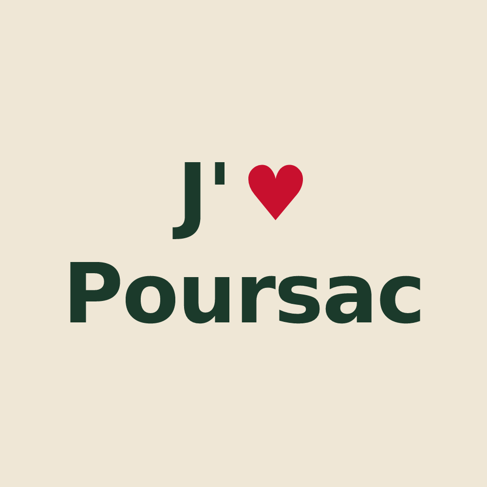 Tote bag personnalisé Poursac — design J'aime Poursac