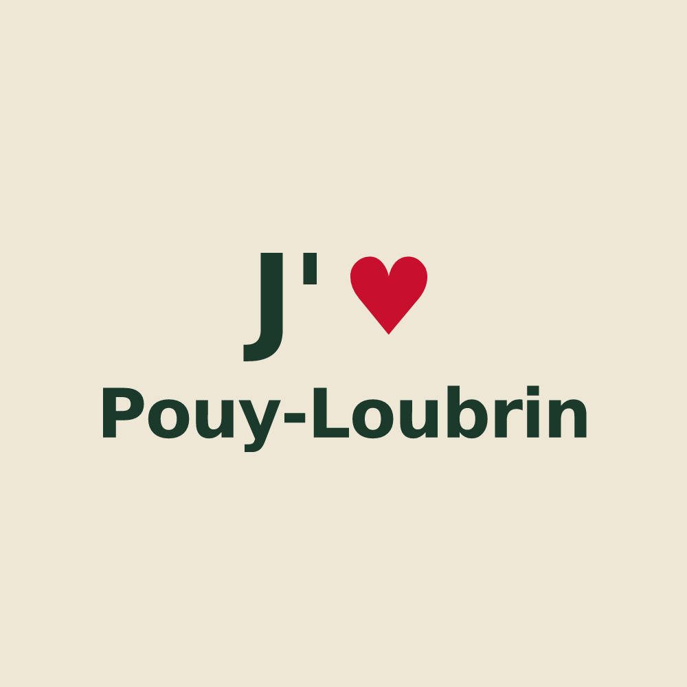 Tote bag personnalisé Pouy-Loubrin — design « J'aime Pouy-Loubrin » imprimé sur le tote bag