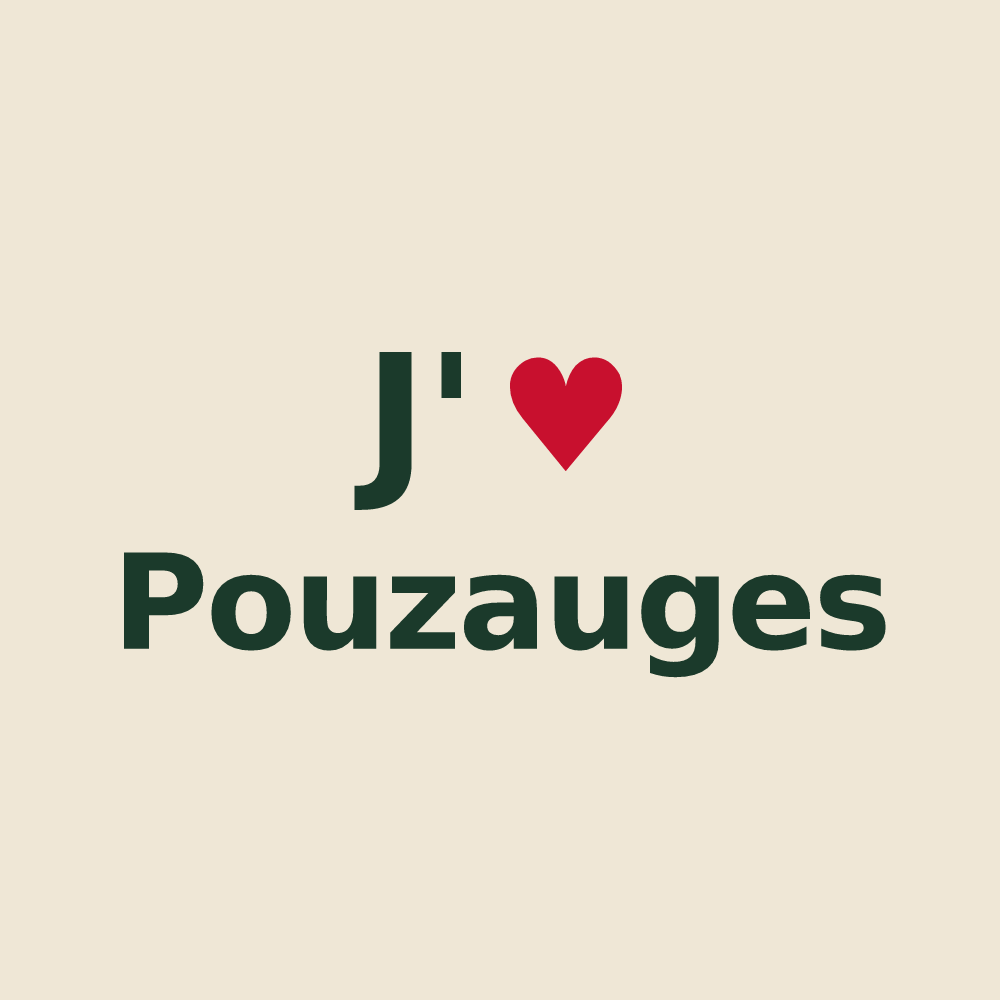 Tote bag personnalisé Pouzauges — design « J'aime Pouzauges » imprimé sur le tote bag