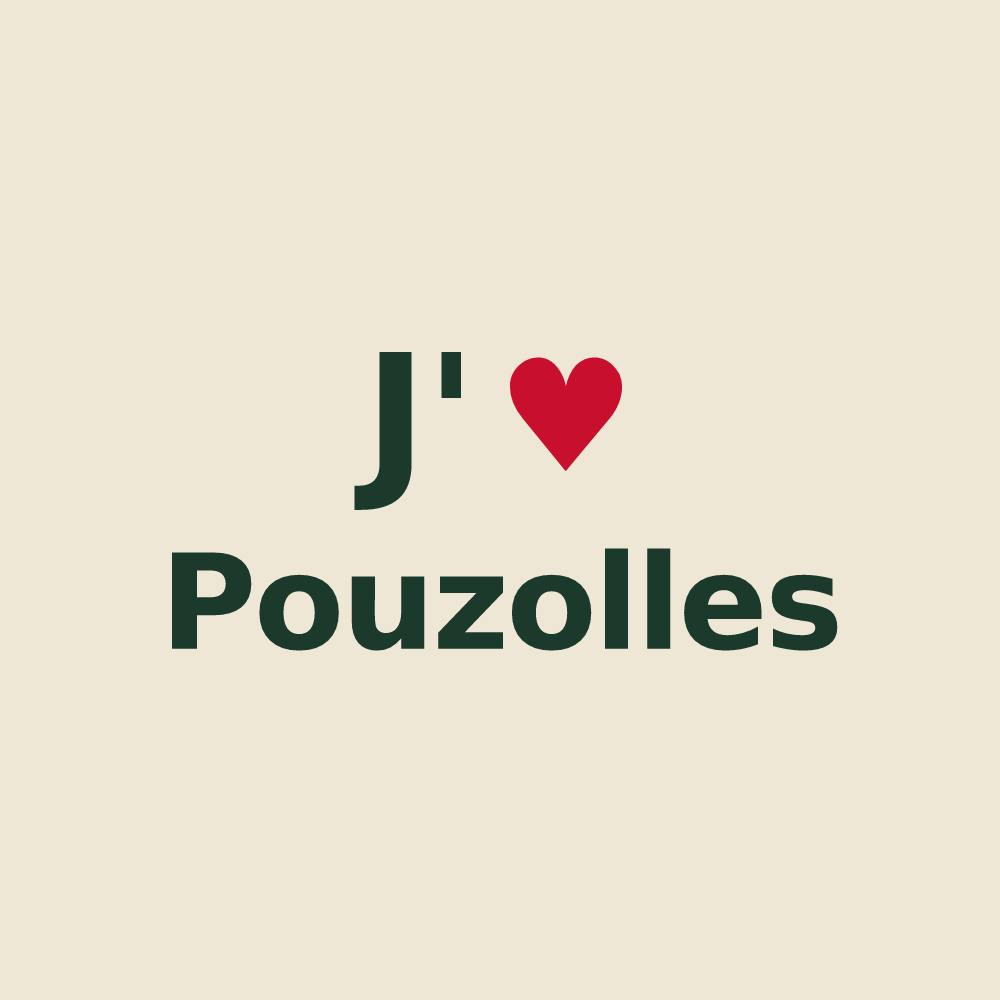 Tote bag personnalisé Pouzolles — design « J'aime Pouzolles » imprimé sur le tote bag
