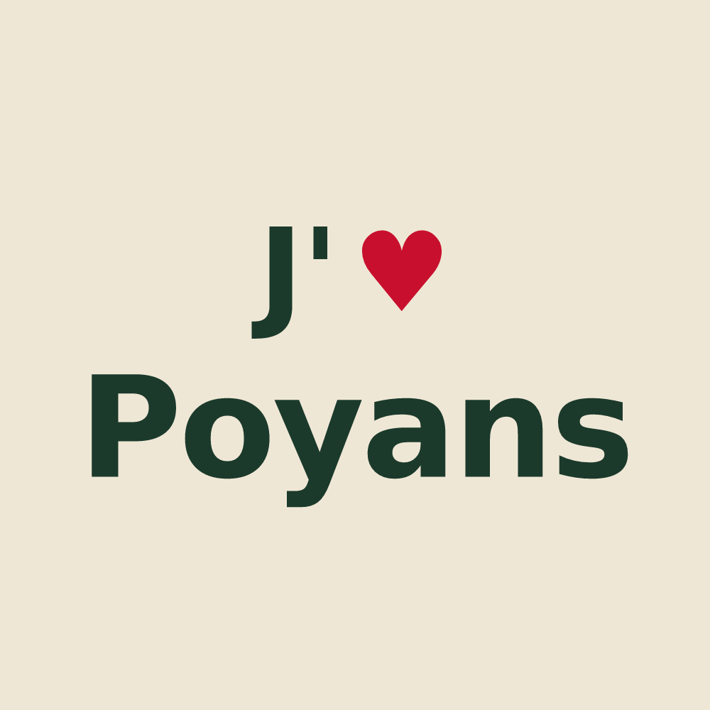 Tote bag personnalisé Poyans — design « J'aime Poyans » imprimé sur le tote bag