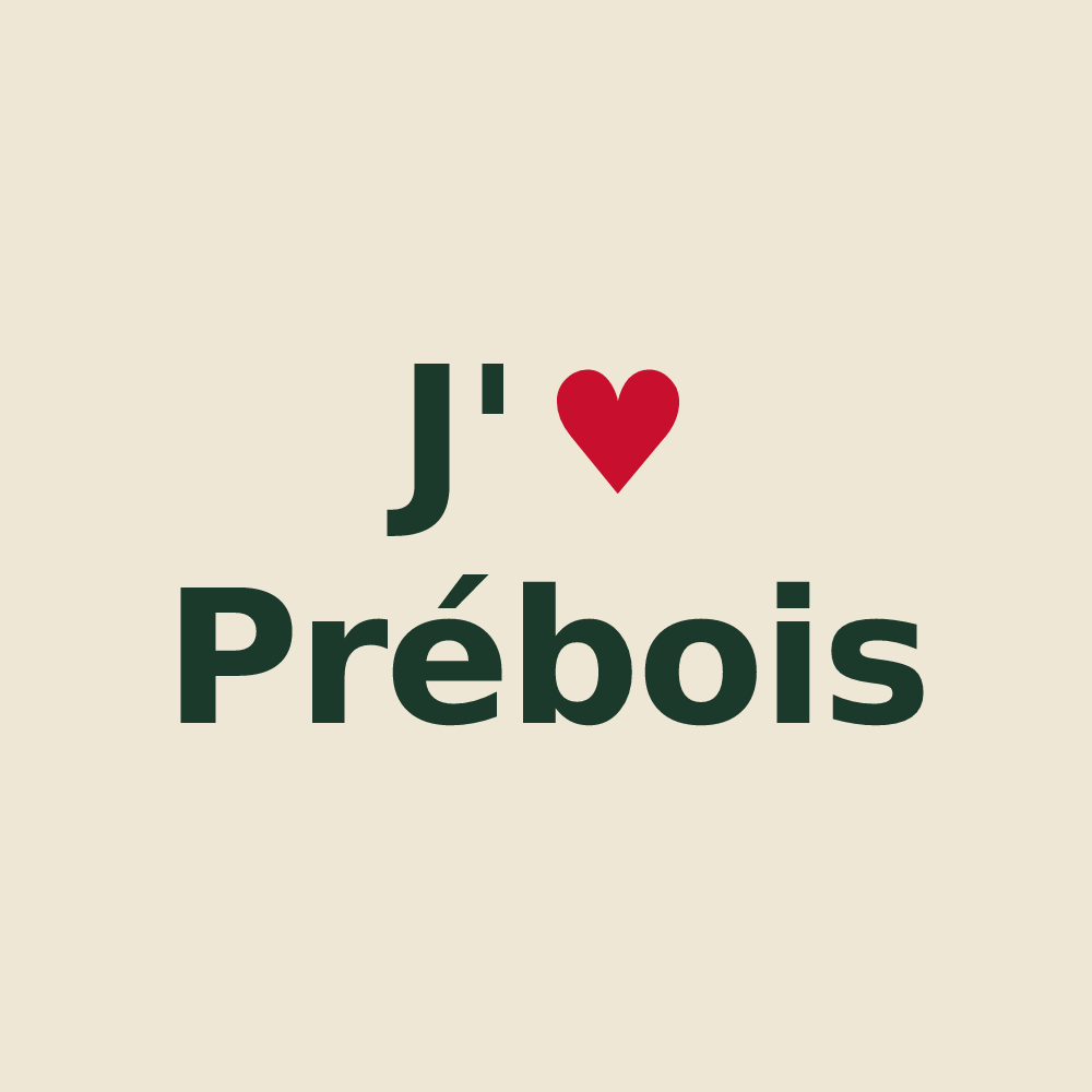 Tote bag personnalisé Prébois — design J'aime Prébois