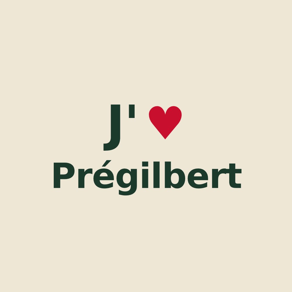 Tote bag personnalisé Prégilbert — design J'aime Prégilbert