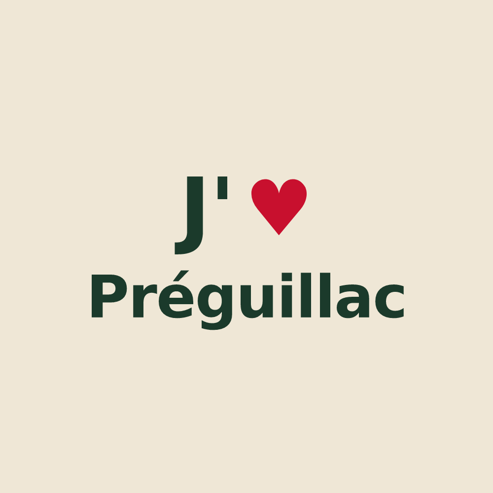 Tote bag personnalisé Préguillac — design J'aime Préguillac