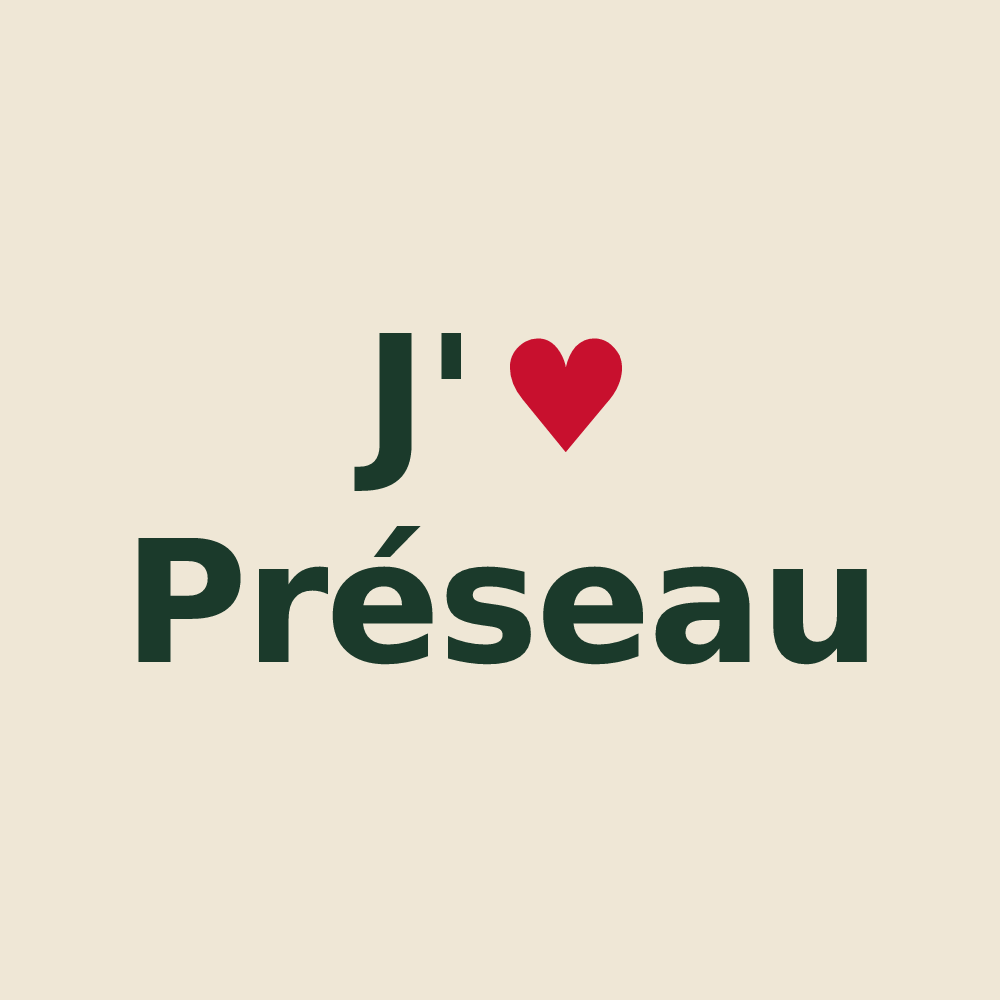 Tote bag personnalisé Préseau — design J'aime Préseau