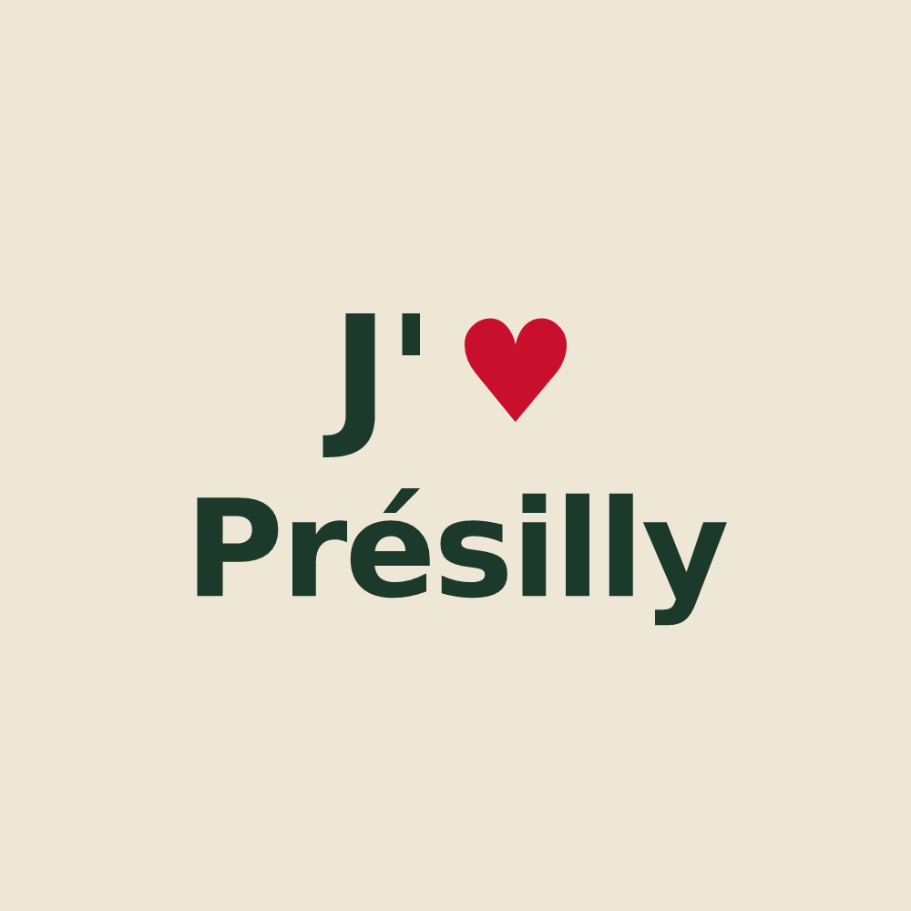 Tote bag personnalisé Présilly — design « J'aime Présilly » imprimé sur le tote bag