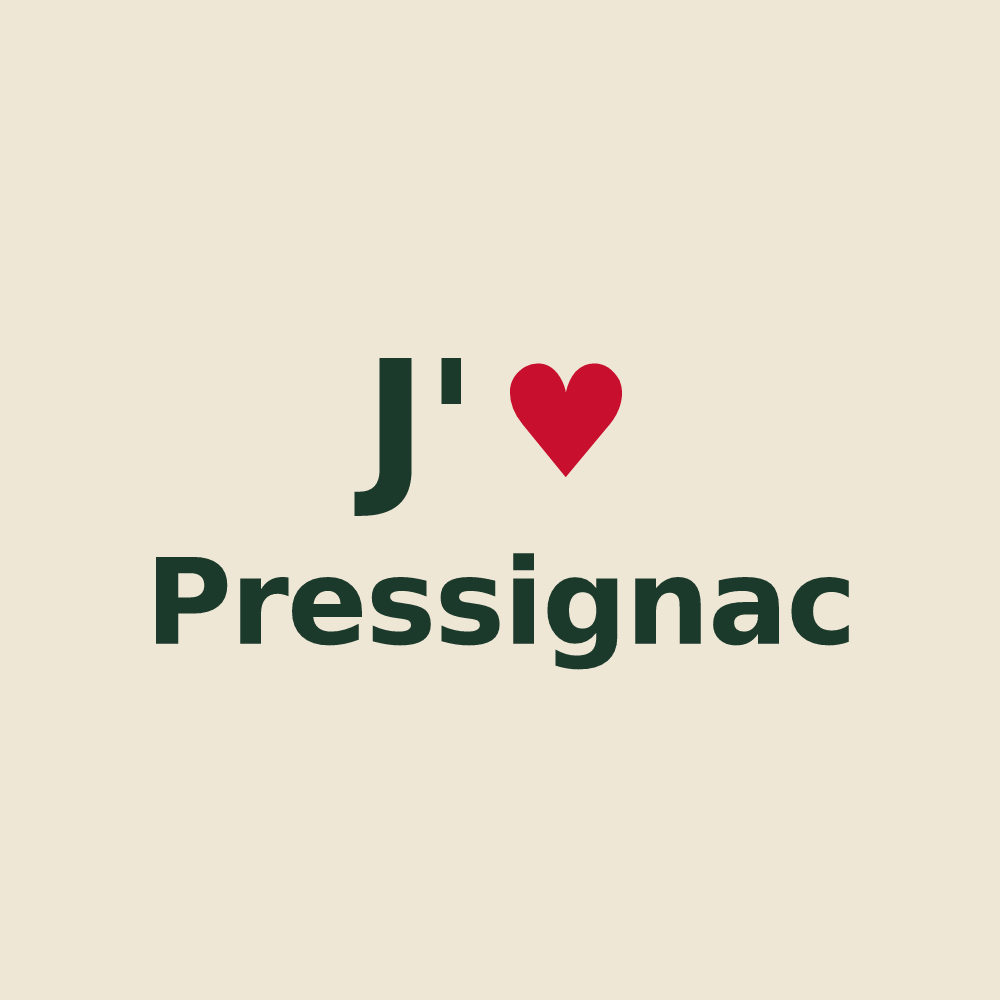 Tote bag personnalisé Pressignac — design « J'aime Pressignac » imprimé sur le tote bag