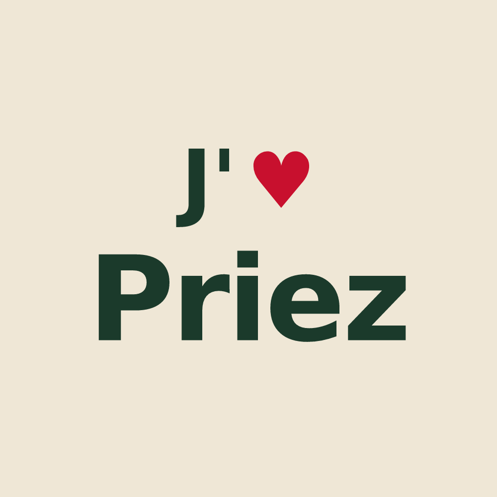 Tote bag personnalisé Priez — design J'aime Priez