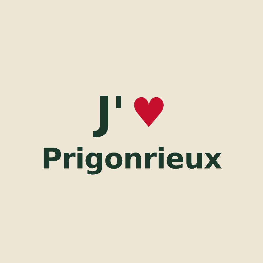 Tote bag personnalisé Prigonrieux — design « J'aime Prigonrieux » imprimé sur le tote bag