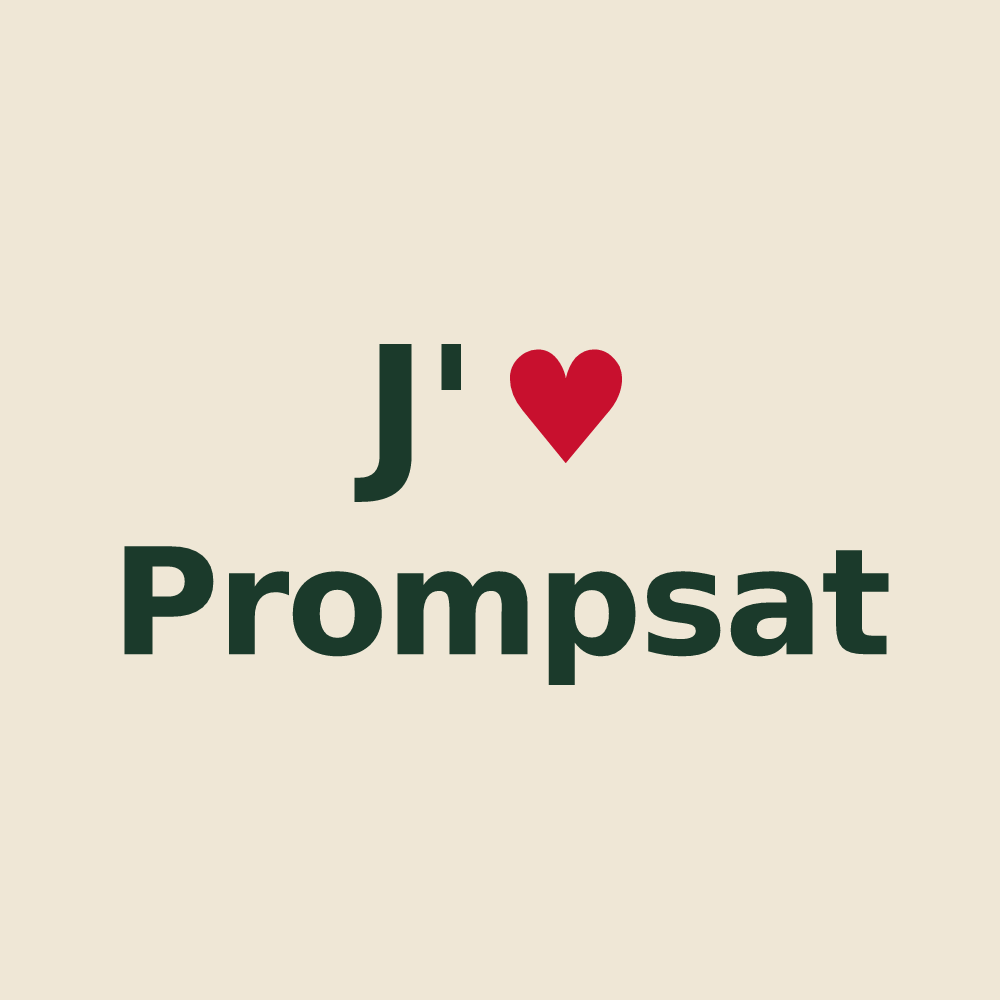 Tote bag personnalisé Prompsat — design J'aime Prompsat