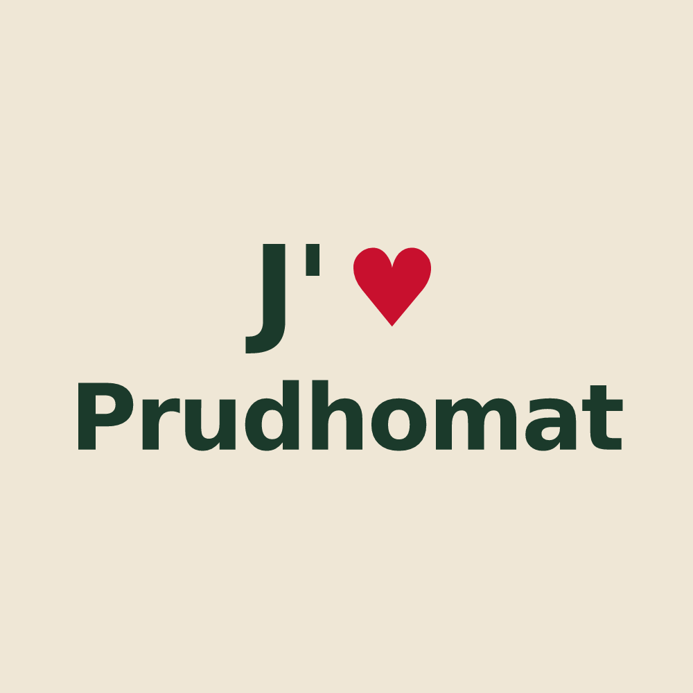 Tote bag personnalisé Prudhomat — design J'aime Prudhomat