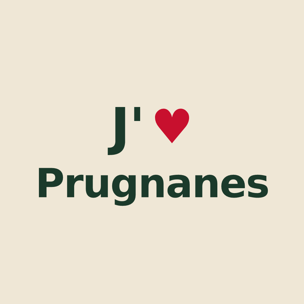 Tote bag personnalisé Prugnanes — design J'aime Prugnanes