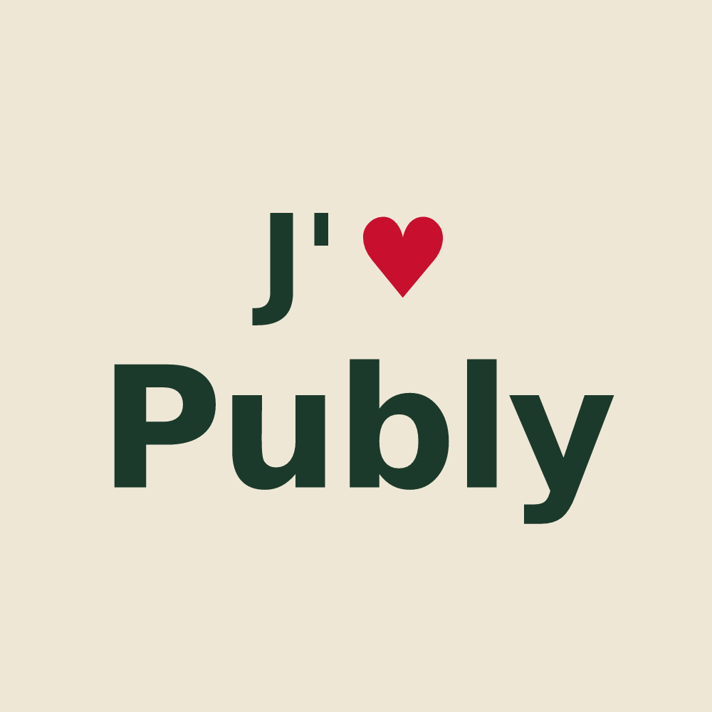 Tote bag personnalisé Publy — design J'aime Publy