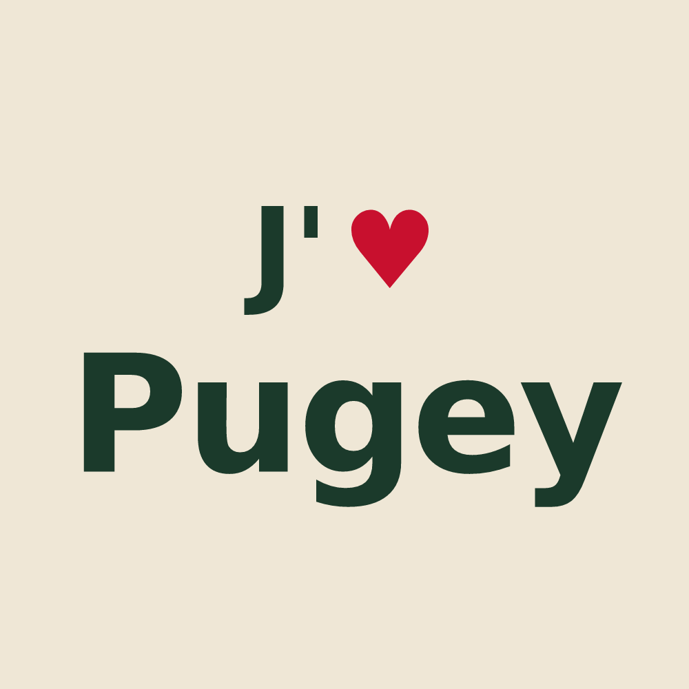 Tote bag personnalisé Pugey — design « J'aime Pugey » imprimé sur le tote bag