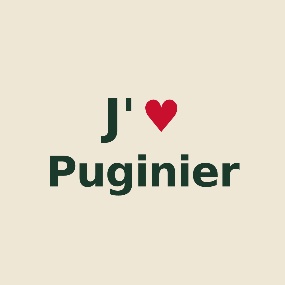 Tote bag personnalisé Puginier — design J'aime Puginier