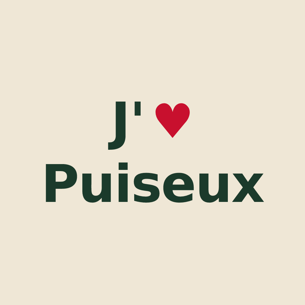 Tote bag personnalisé Puiseux — design « J'aime Puiseux » imprimé sur le tote bag