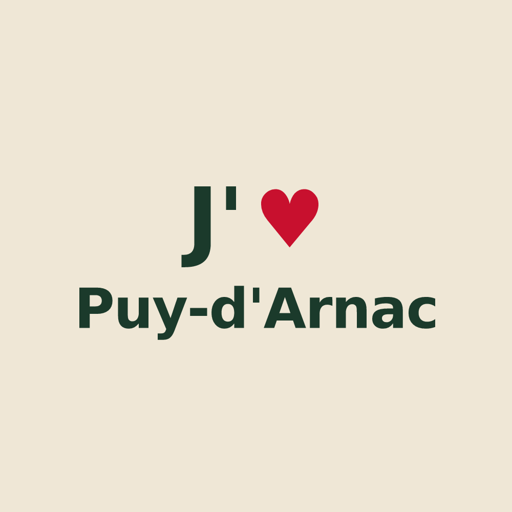Tote bag personnalisé Puy-d'Arnac — design J'aime Puy-d'Arnac