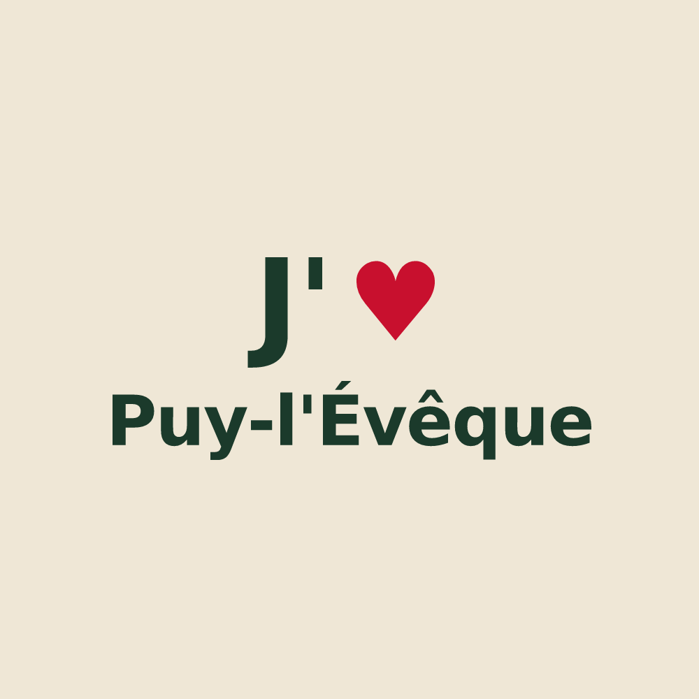 Tote bag personnalisé Puy-l'Évêque — design J'aime Puy-l'Évêque