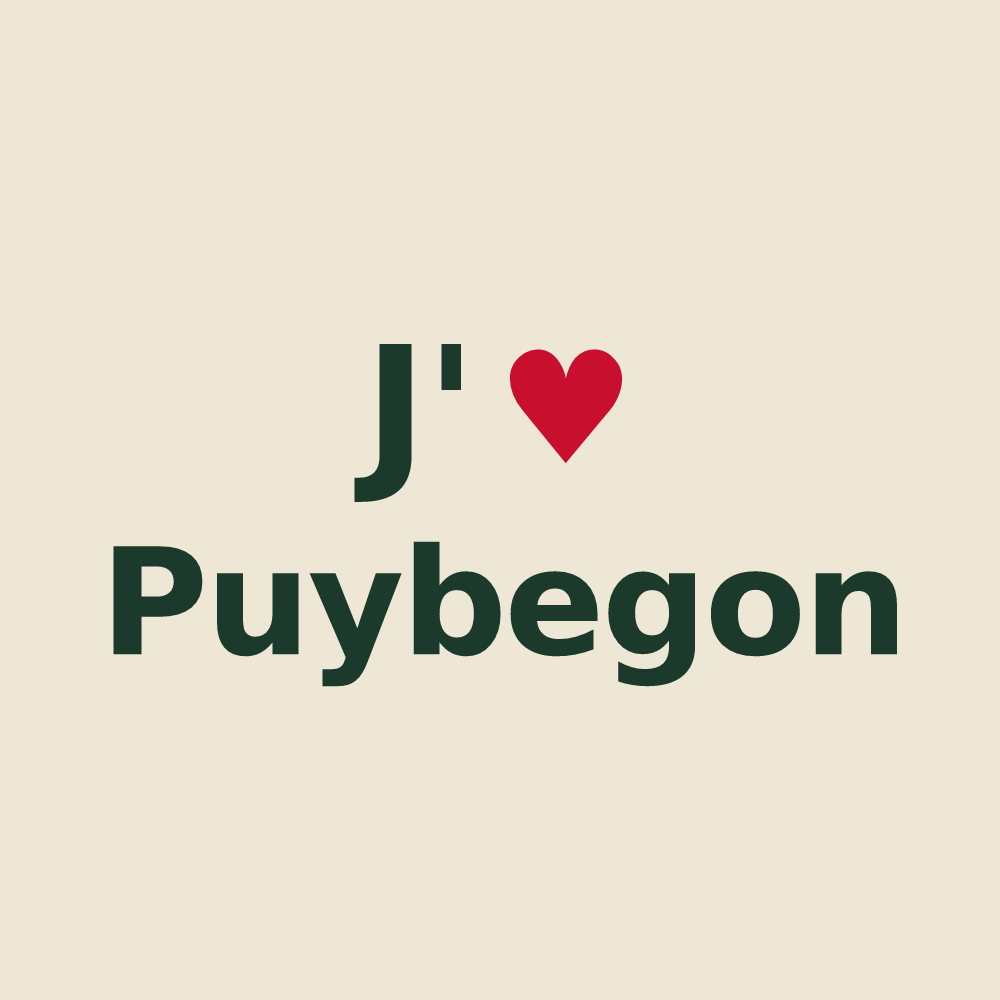 Tote bag personnalisé Puybegon — design J'aime Puybegon