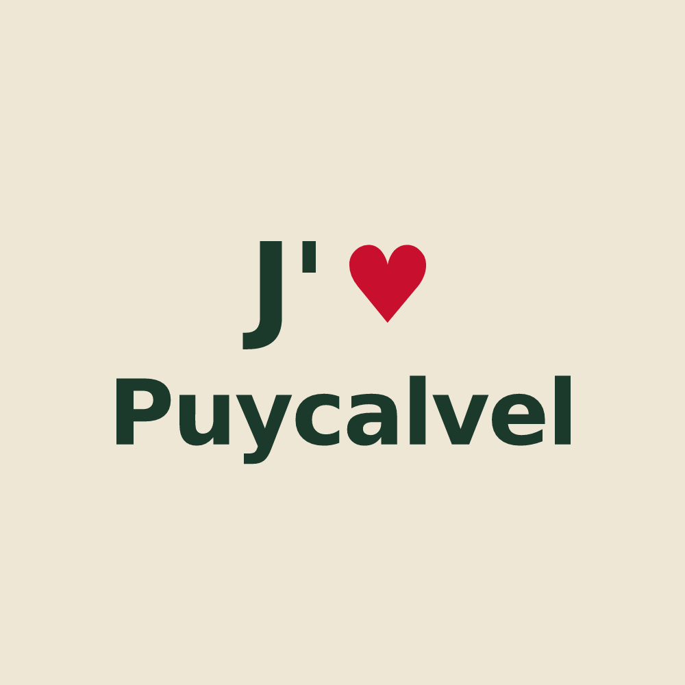 Tote bag personnalisé Puycalvel — design J'aime Puycalvel