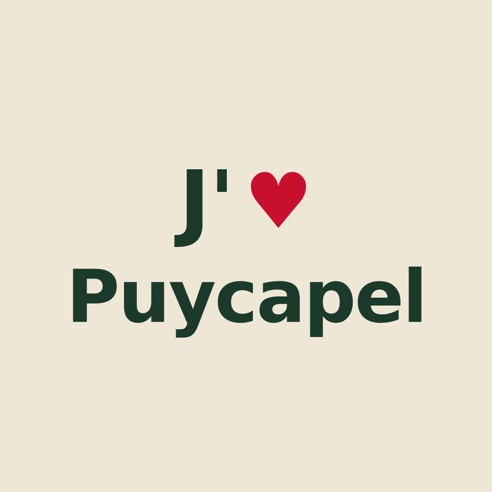 Tote bag personnalisé Puycapel — design J'aime Puycapel