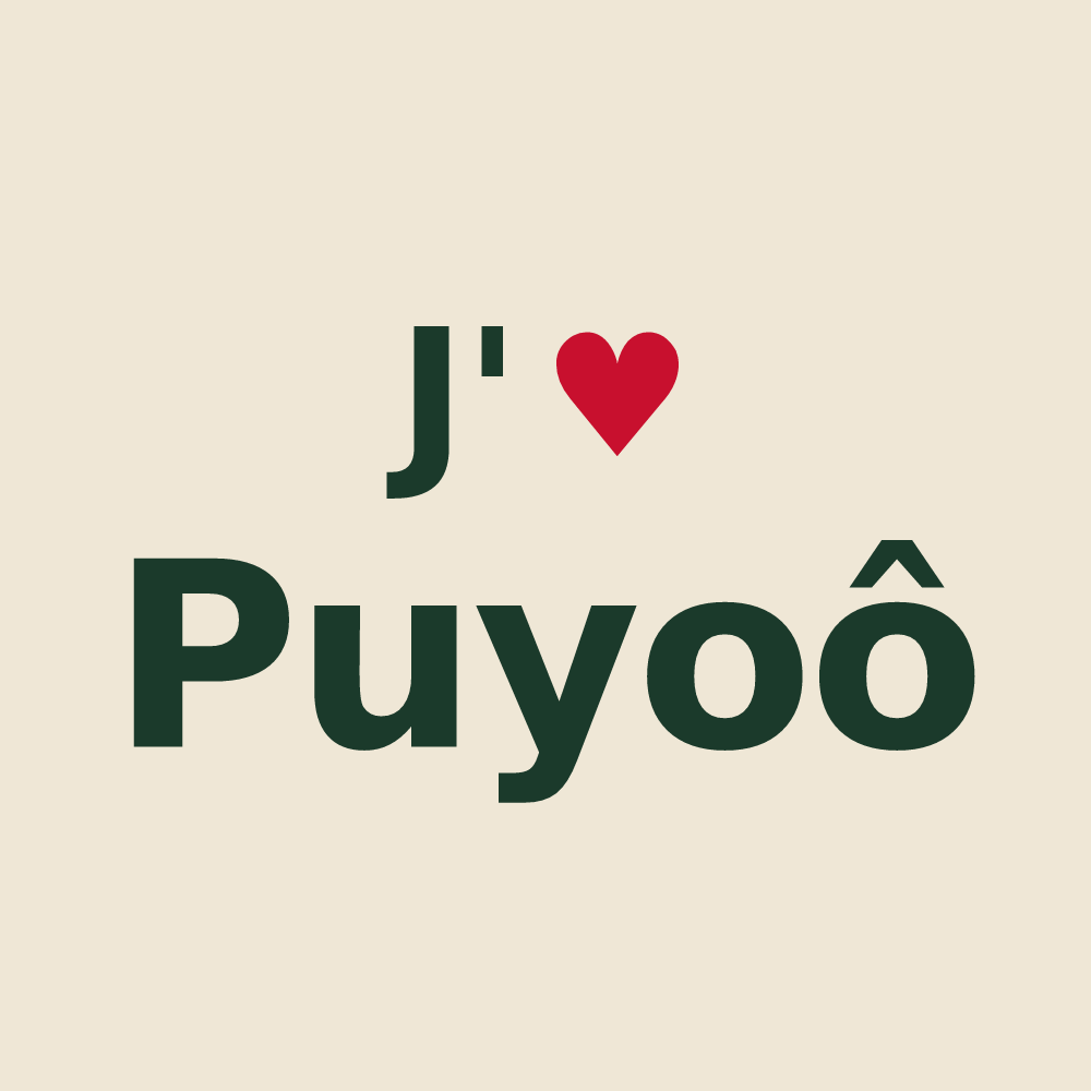 Tote bag personnalisé Puyoô — design « J'aime Puyoô » imprimé sur le tote bag