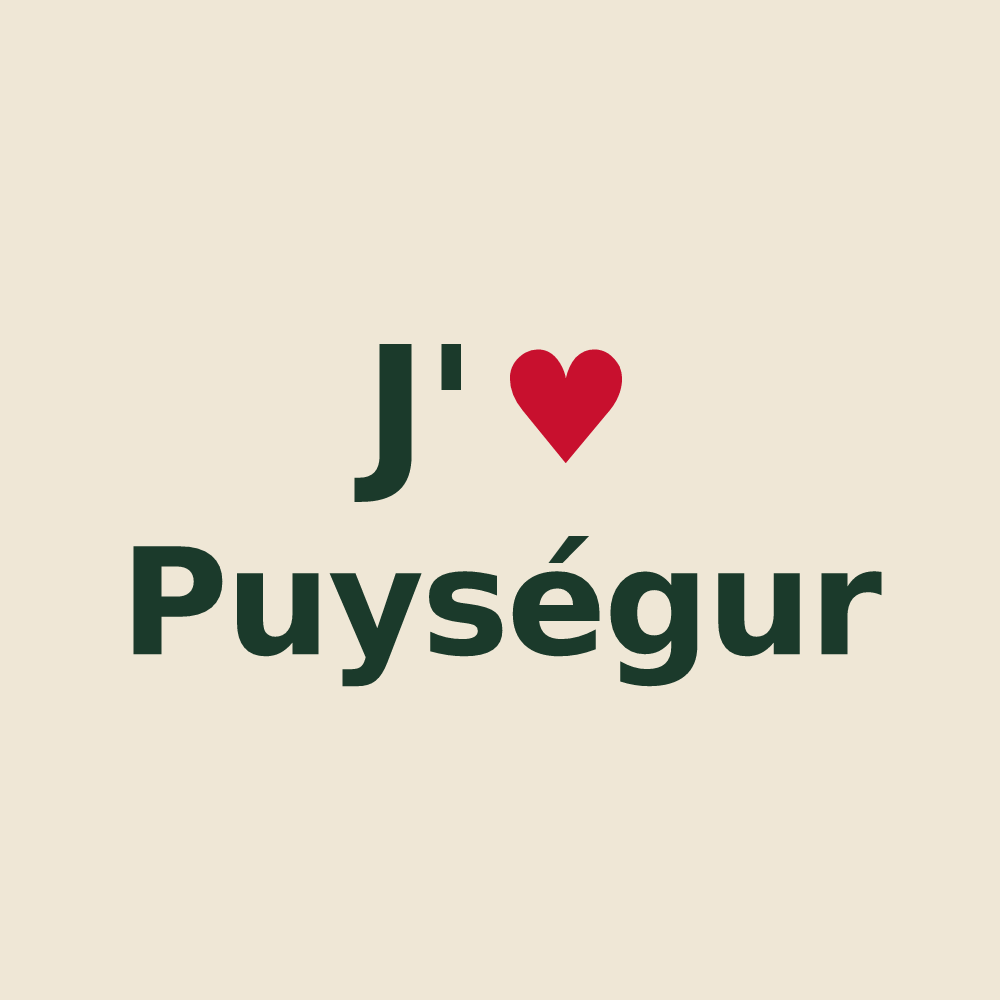 Tote bag personnalisé Puységur — design « J'aime Puységur » imprimé sur le tote bag