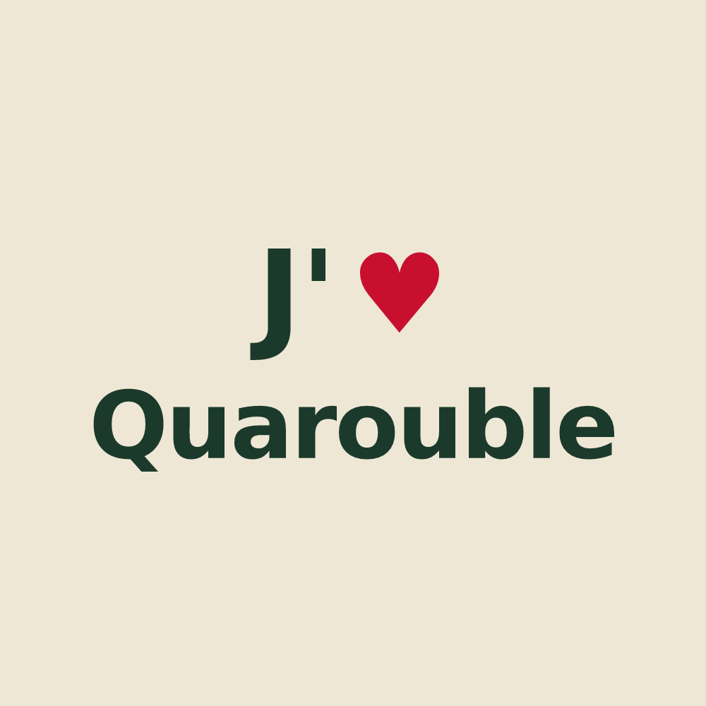 Tote bag personnalisé Quarouble — design J'aime Quarouble